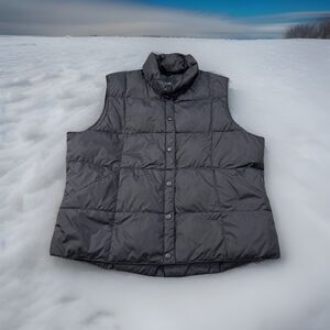 Lands End Down Puffer Quilted Black Vest Womens Size XL 18-20 Nylon Gorpcore